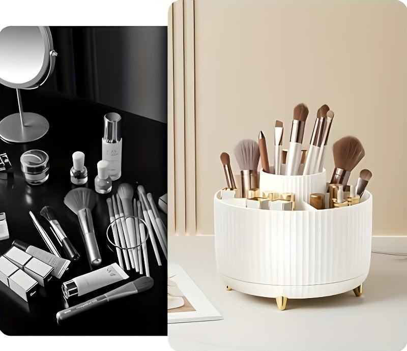 GlamSpin 360 roterende makeup- og skrivebordsorganisator med 5 rum