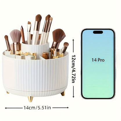 GlamSpin 360 roterende makeup- og skrivebordsorganisator med 5 rum