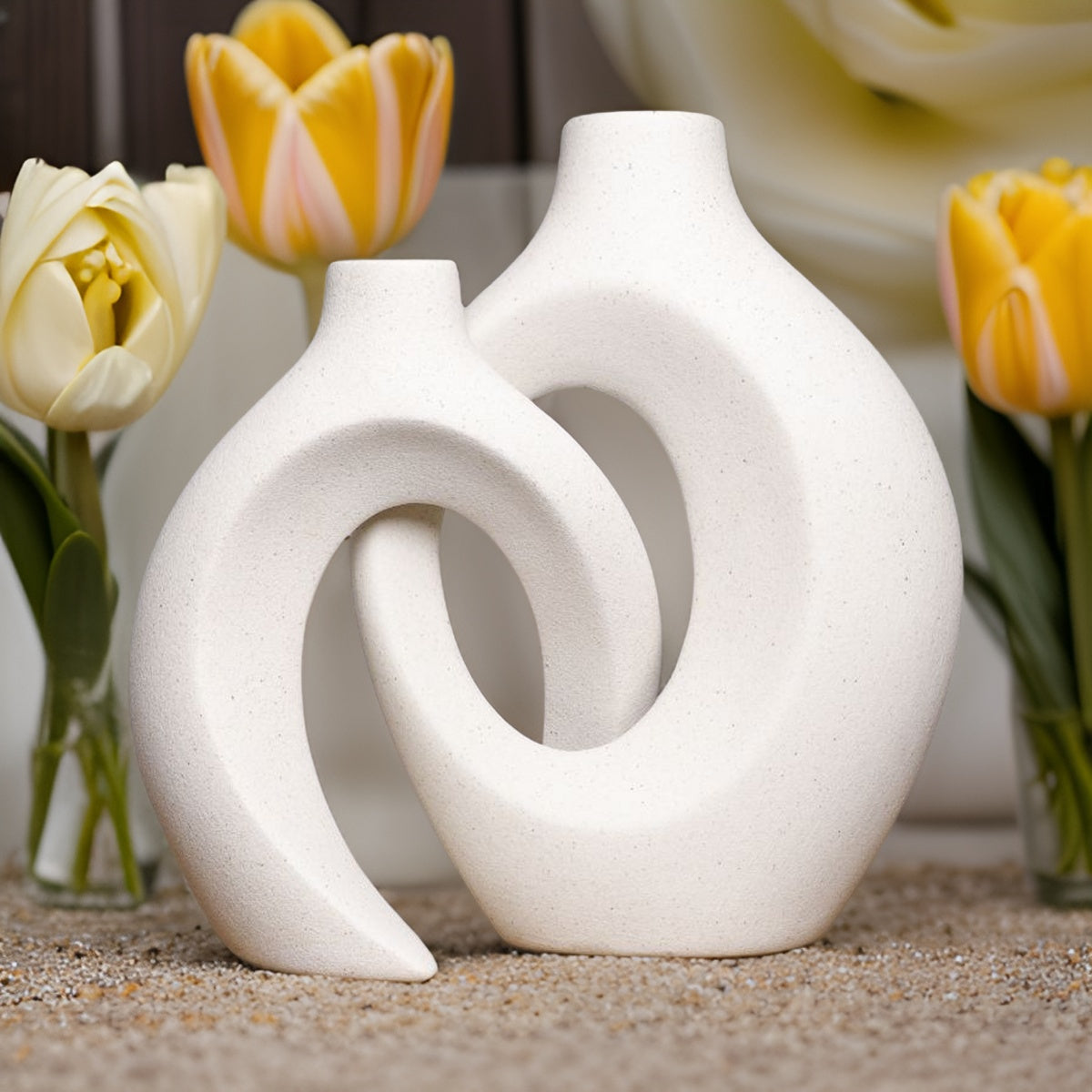 Gleora verstrengelde keramische bloemenvaas elegante decoratieve centerpiece