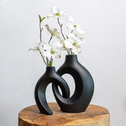 Gleora verstrengelde keramische bloemenvaas elegante decoratieve centerpiece