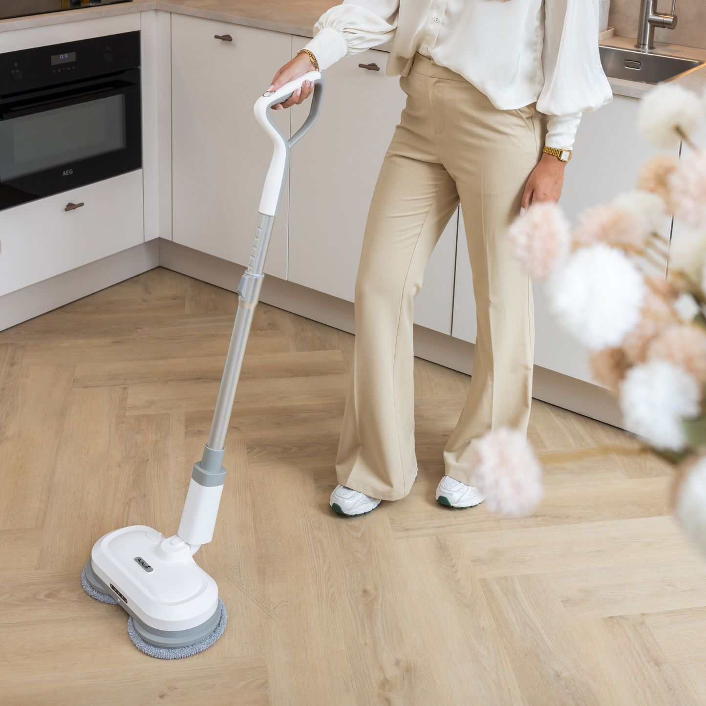 GlidePro Cordless Smart Mop with Spray Function and Reusable Pads for Effortless Floor Cleaning