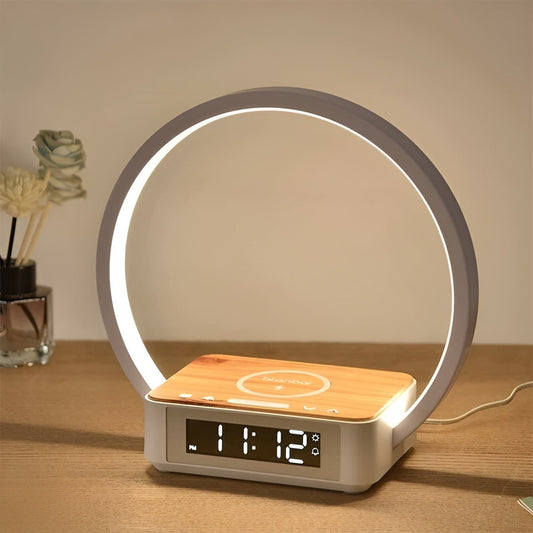 GlowMax 3-in-1 LED tafellamp met draadloze oplader, wekker en touchbediening