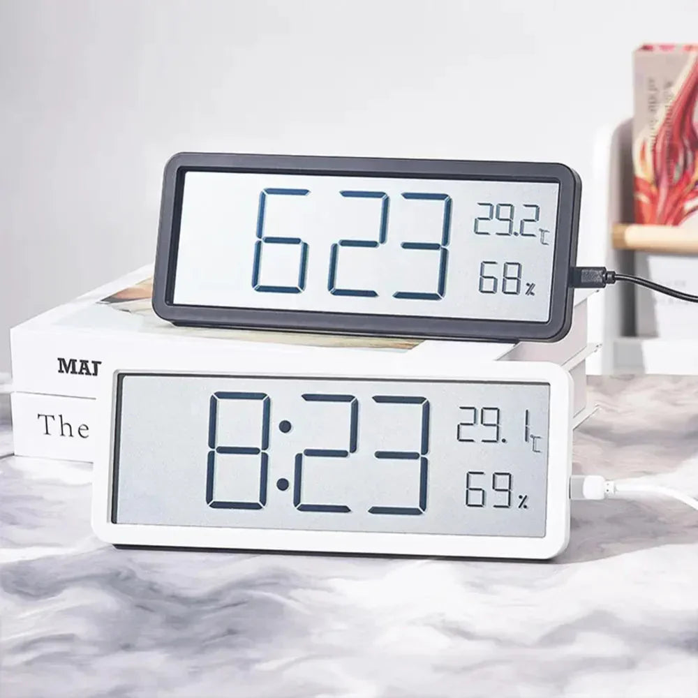 GlowTime digital LED vægur med temperatur- og fugtighedsdisplay
