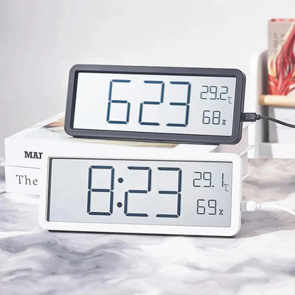 GlowTime digital LED vægur med temperatur- og fugtighedsdisplay