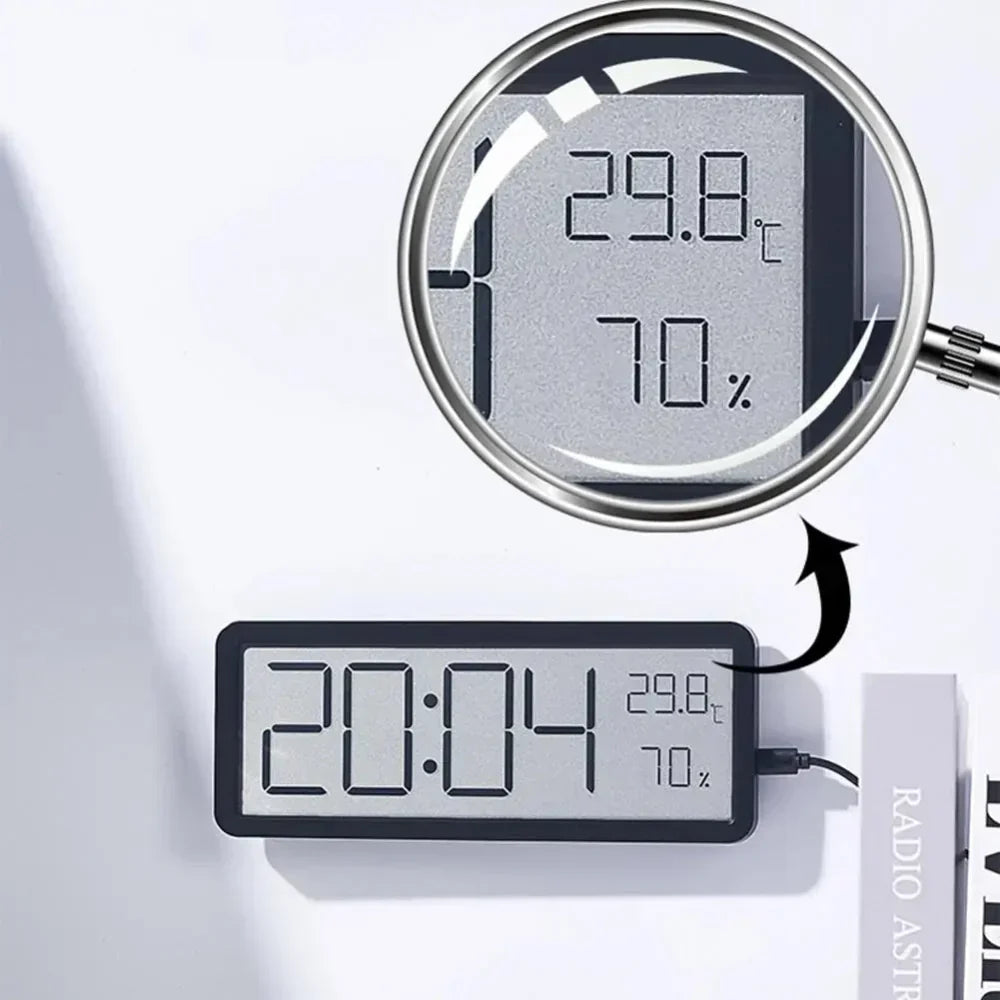 GlowTime digital LED vægur med temperatur- og fugtighedsdisplay