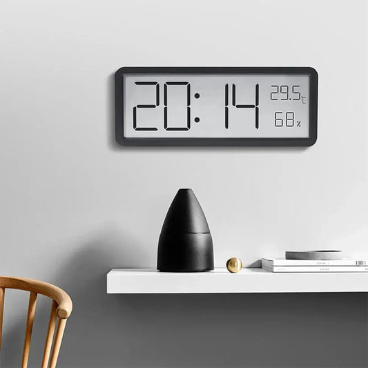 GlowTime digital LED vægur med temperatur- og fugtighedsdisplay