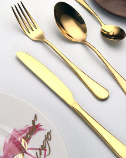 Gold Stainless Steel Cutlery Set with Refined Finish