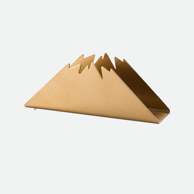 Gold Stainless Steel Napkin Holder with Sculptural Design