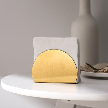 Gold Stainless Steel Napkin Holder with Sculptural Design