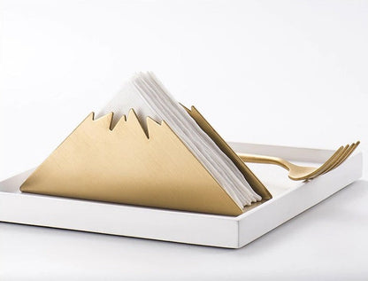 Gold Stainless Steel Napkin Holder with Sculptural Design