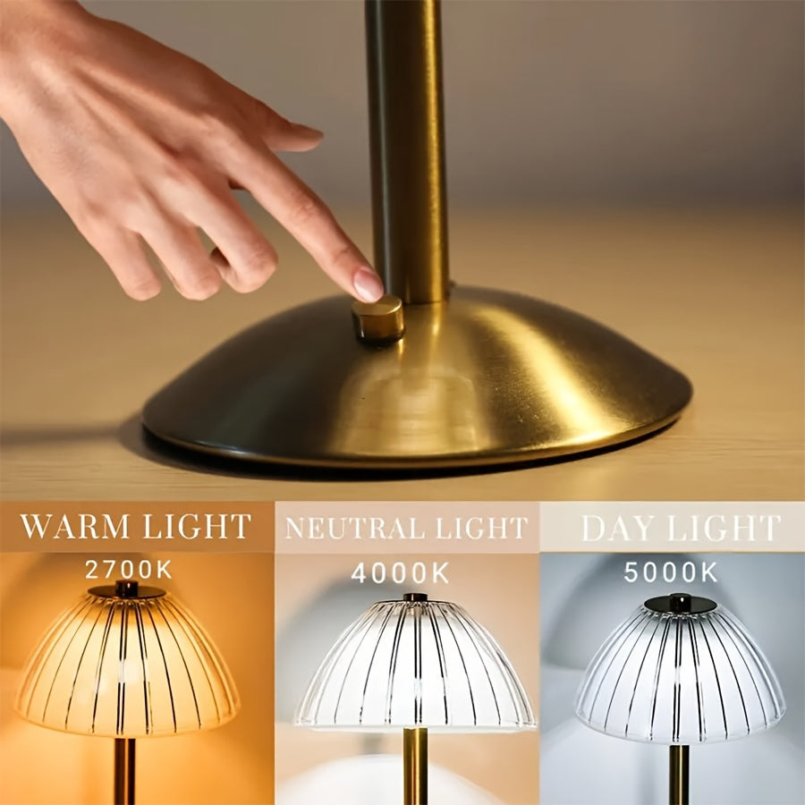 Golden Touch-bordlampe, USB-genopladelig, LED, krystalskærm