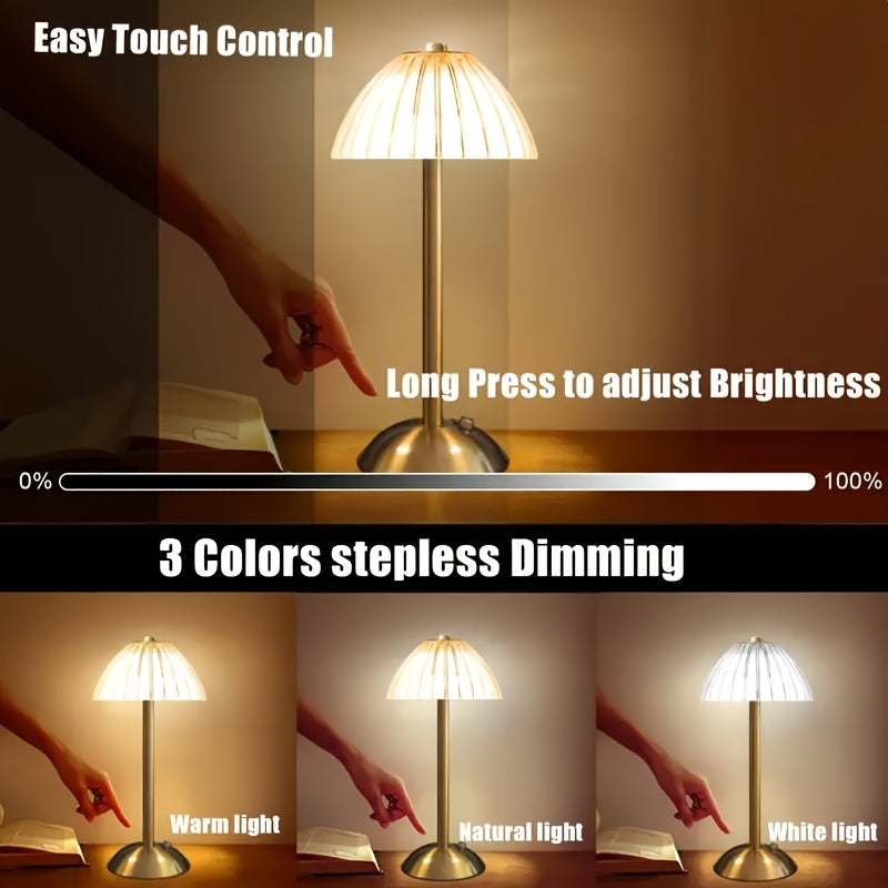 Golden Touch-bordlampe, USB-genopladelig, LED, krystalskærm