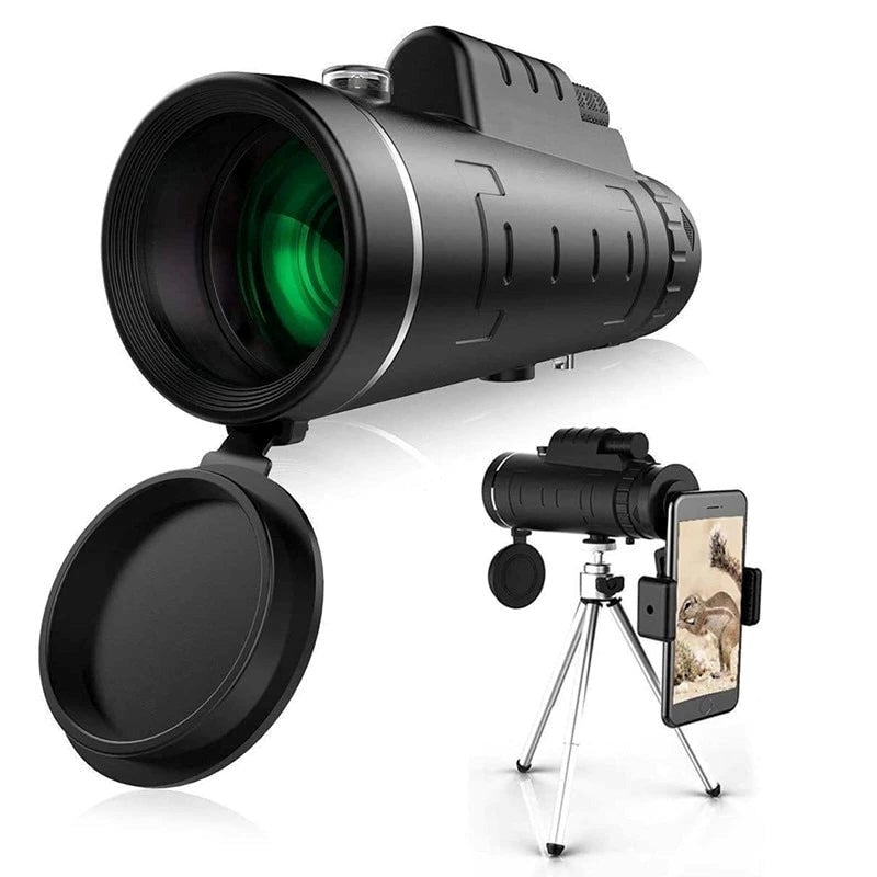 HD Monocular Telescope with Smartphone Holder and Tripod for Outdoor Viewing