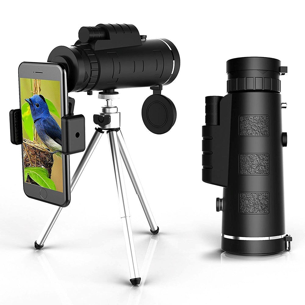 HD Monocular Telescope with Smartphone Holder and Tripod for Outdoor Viewing