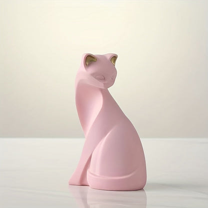 Handcrafted Decorative Cat Figurine with Scandinavian Style