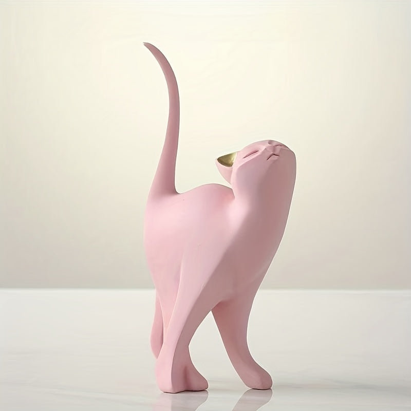 Handcrafted Decorative Cat Figurine with Scandinavian Style