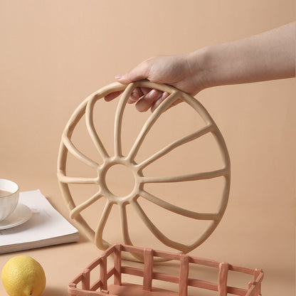Handcrafted Resin Fruit Basket with Natural Woven Design