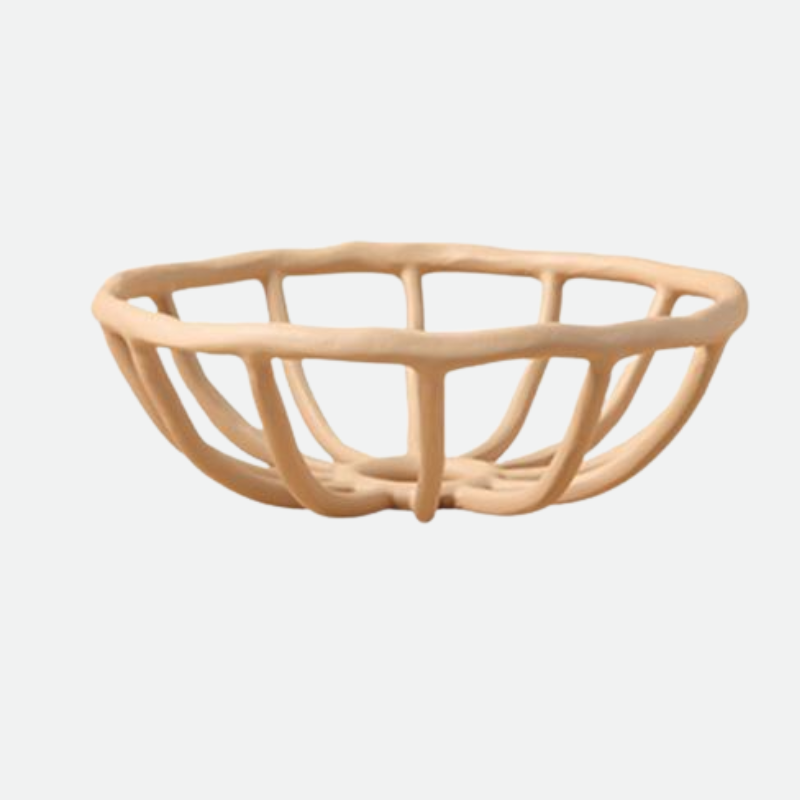Handcrafted Resin Fruit Basket with Natural Woven Design