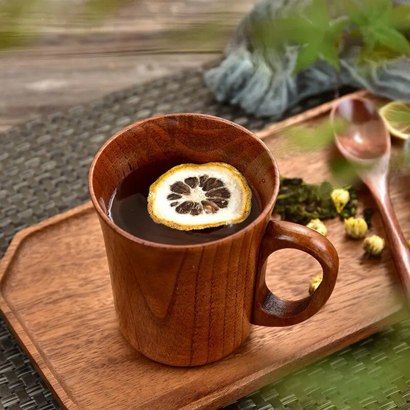 Handmade Hardwood Mugs with Natural Wood Grain