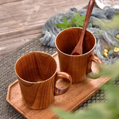 Handmade Hardwood Mugs with Natural Wood Grain