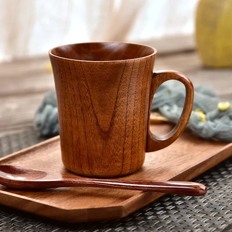 Handmade Hardwood Mugs with Natural Wood Grain