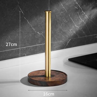 Handmade Walnut Kitchen Roll Holder with Stainless Steel Base