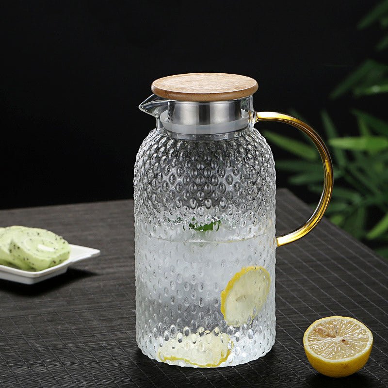 Heat Resistant Glass Jug with Bamboo Lid for Hot and Cold Drinks