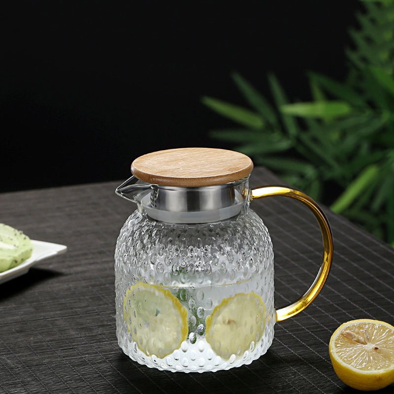 Heat Resistant Glass Jug with Bamboo Lid for Hot and Cold Drinks
