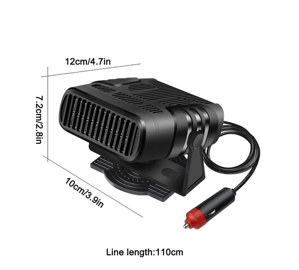 HeatPro 12V Auto Verwarming en Ontdooier Draagbare Ontwasemer met 360 Graden Rotatie
