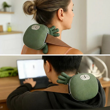 Verwarmende nekmassager, vibrerend, oplaadbaar, draagbaar ontspanningsapparaat