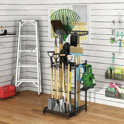 Heavy Duty Metal Garden Tool Rack Outdoor Storage Organizer