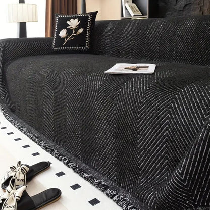Sofabeskytter i sildebensmønster af mikrofiber, skridsikkert sofabetræk og møbelplaide