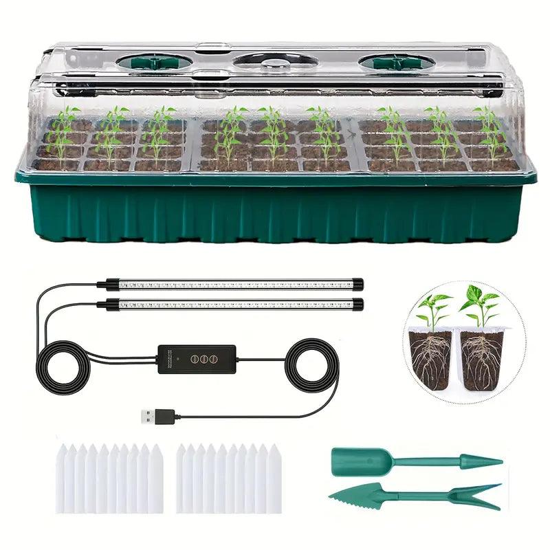 Indoor Seed Starter Kit with LED Grow Light and Humidity Dome for Easy Home Gardening