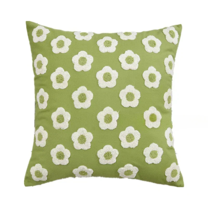 Jacquard-kussenhoes met geweven zonnebloempatroon en verborgen ritssluiting
