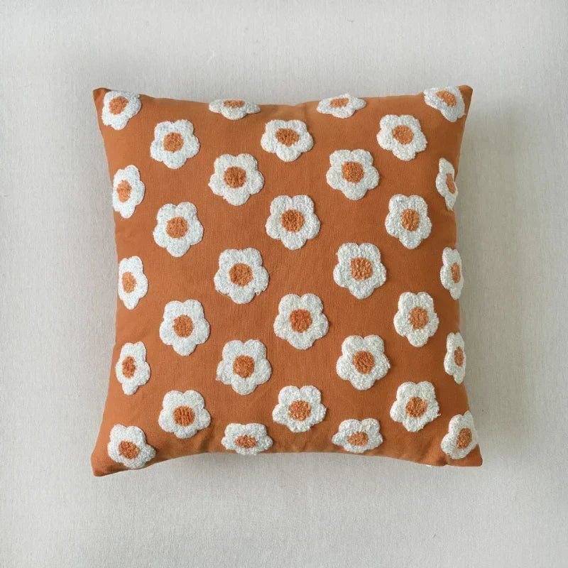 Jacquard-kussenhoes met geweven zonnebloempatroon en verborgen ritssluiting