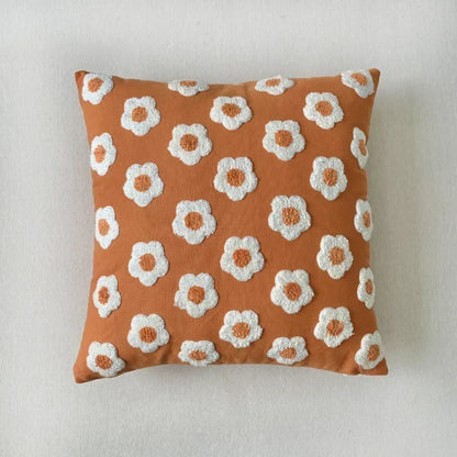 Jacquard-kussenhoes met geweven zonnebloempatroon en verborgen ritssluiting