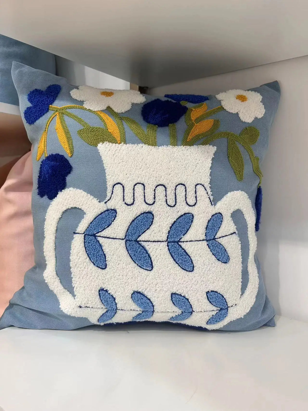Jacquard-kussenhoes met geweven zonnebloempatroon en verborgen ritssluiting