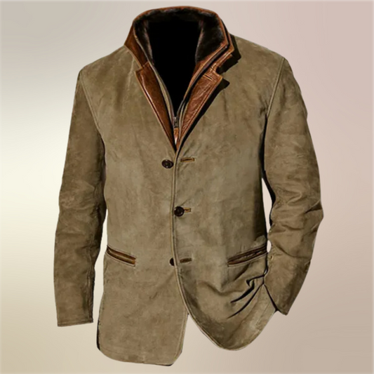 Joachim vintage heren suède jas met leren accenten slim fit casual buitenkleding