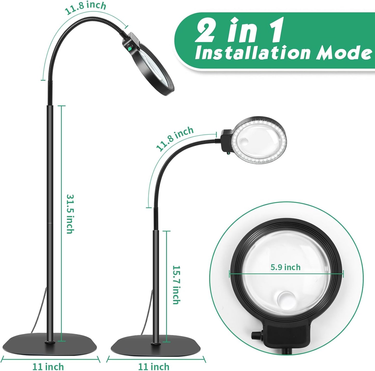LED Magnifying Glass with Adjustable Stand for Reading Crafts and Detailed Work