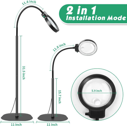 LED Magnifying Glass with Adjustable Stand for Reading Crafts and Detailed Work