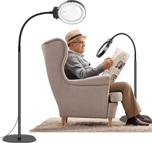 LED Magnifying Glass with Adjustable Stand for Reading Crafts and Detailed Work