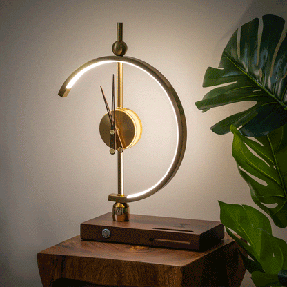 LED Table Lamp with Wireless Qi Charger, Built-In Clock and Adjustable Brightness