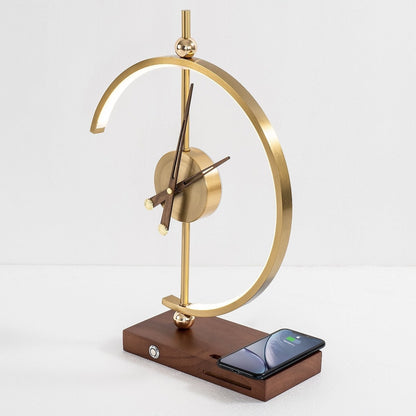 LED Table Lamp with Wireless Qi Charger, Built-In Clock and Adjustable Brightness