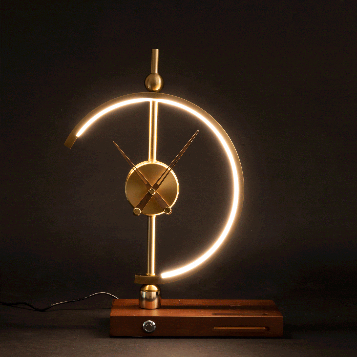 LED Table Lamp with Wireless Qi Charger, Built-In Clock and Adjustable Brightness