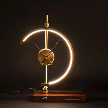 LED Table Lamp with Wireless Qi Charger, Built-In Clock and Adjustable Brightness