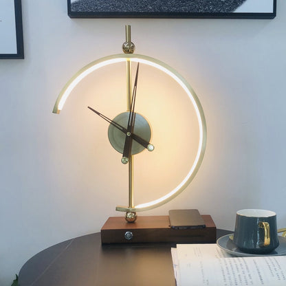 LED Table Lamp with Wireless Qi Charger, Built-In Clock and Adjustable Brightness