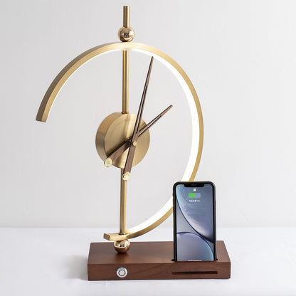 LED Table Lamp with Wireless Qi Charger, Built-In Clock and Adjustable Brightness