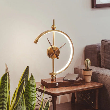 LED Table Lamp with Wireless Qi Charger, Built-In Clock and Adjustable Brightness