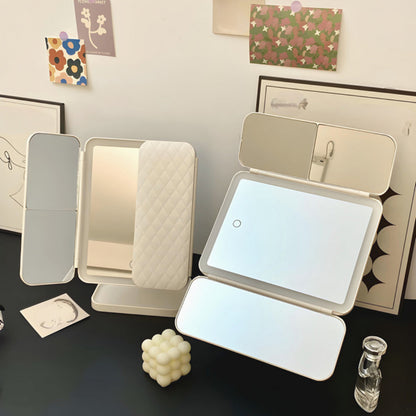 LED-make-upspiegel voor kaptafel, opvouwbaar, met 3 lichtstanden en vergroting