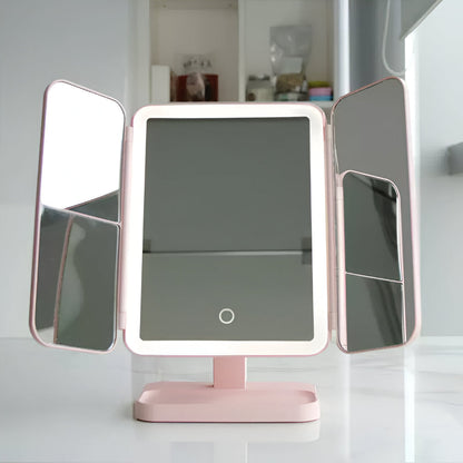 LED-make-upspiegel voor kaptafel, opvouwbaar, met 3 lichtstanden en vergroting